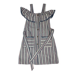 Off Shoulder Dress - Blue and Burlywood
