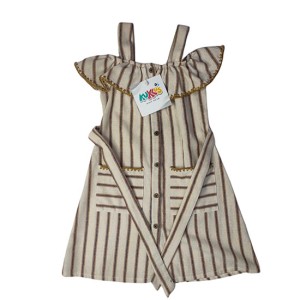 Off Shoulder Dress - Yellow and Burlywood