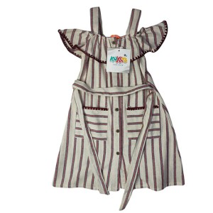 Off Shoulder Dress - Red and Burlywood