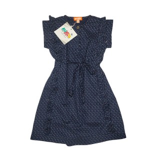 Patterned Cotton Girl Dress - Blue