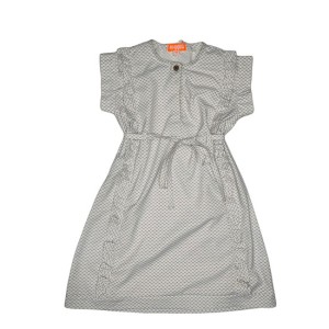 Patterned Cotton Girl Dress - White