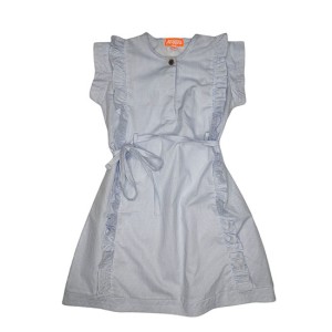 Patterned Cotton Girl Dress with Belt