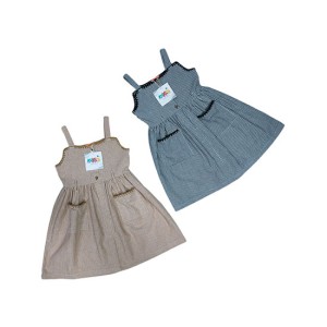 Striped Knee Length Dress - Brown and Blue